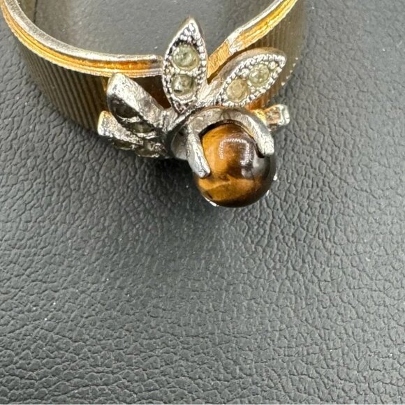 Vintage Tiger Eye Cocktail Ring Marked 14K GE ESPO - Picture 4 of 13